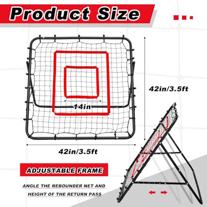 3.5 x 3.5 ft Soccer Rebounder Rebound Net, Football Training Gifts, Rebound Speed Training for Control, Passing Practice, Baseball/Volleyball Rebounder Gifts Aids & Equipment