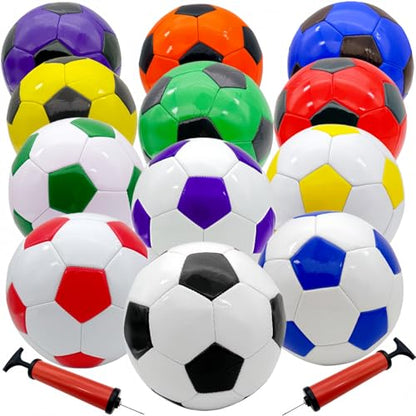 12 Pack Soccer Balls Size 4 with 2 Pumps, for Youth Adult Sports Training Practice Competition Game
