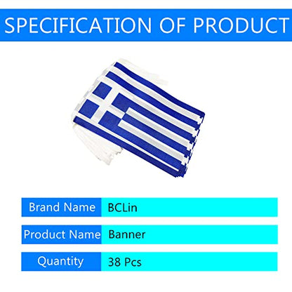 50ft Greece Banner Flag String - Mini Greece Flags (38), Party & Bar Decorations - color: Greece