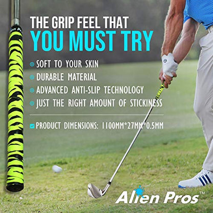 Alien Pros Golf Grip Wrapping Tapes - Innovative Golf Club Grip Solution - Enjoy a Fresh New Grip Feel in Less Than 1 Minute - style: 16-Pack Neon Tiger