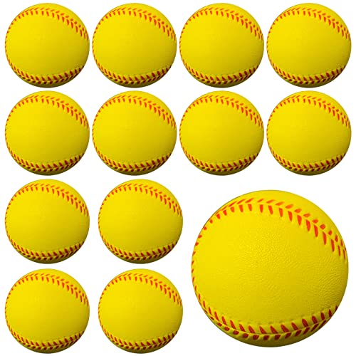 GKK Foam Baseballs 12 Pack Soft Baseballs for Youth Teenager Players Sports Foam Baseballs Training Balls for Hitting and Indoor or Outdoor Play - color: Foam Baseball Yellow