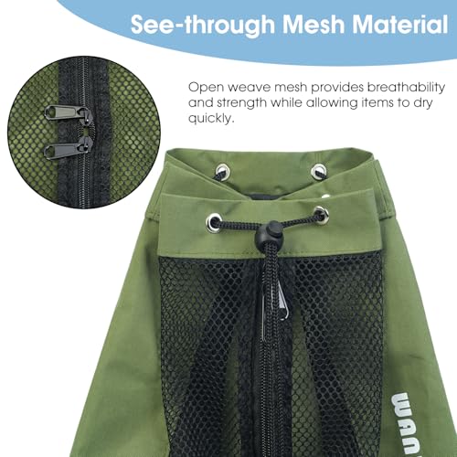 WANDF Swim Bag Mesh Drawstring Backpack Beach Backpack for Swimming, Gym, and Workout Gear - color: Green