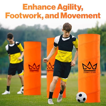 Pop Up Defenders 3 Pack, 48 inches Tall, with Fillable Sandbags (no Sand), Simulate Defenders for Basketball, Football, Soccer, with Carry Bag & Mini Drill Cones