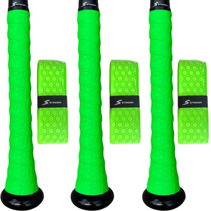 Stinger Sports Premium Polymer Bat Grip (Baseball and Softball) - color: 3-Pack: Optic Green