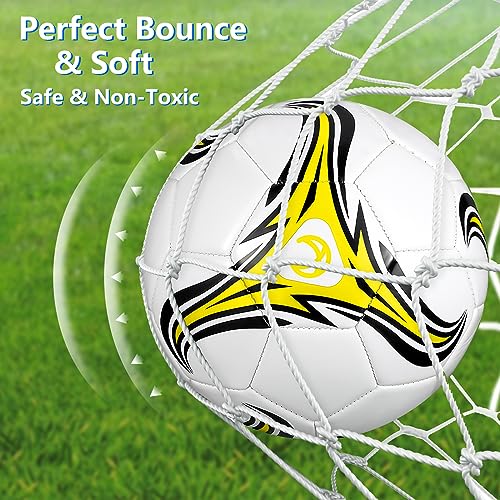 Tradder 4 Pack Soccer Ball with Pump Size 3 4 5 Deflated Soccer Ball for Outdoor Indoor Game Sport Practice Training Gift for Kid Youth Teen Adult Charity Donation - size: Size 5, style: Whirlwind Style