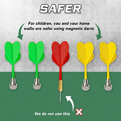 Dart Board - 12pcs Magnetic Darts - Excellent Indoor Game and Party Games - Gifts for 5 6 7 8 9 10 11 12 Year Old Boy Kids - style: Yellow
