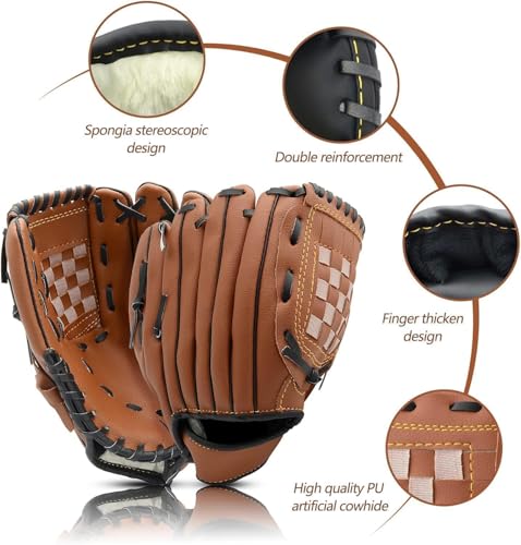 Baseball Glove,Baseball Softball Mitt,Ergonomic Design - Comfortable and Durable Mitt for Kids Youth Adults Training and Beginner