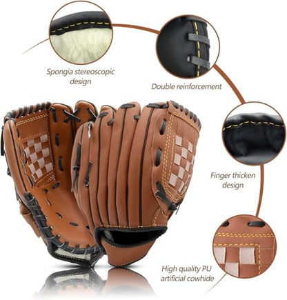 Baseball Glove,Baseball Softball Mitt,Ergonomic Design - Comfortable and Durable Mitt for Kids Youth Adults Training and Beginner