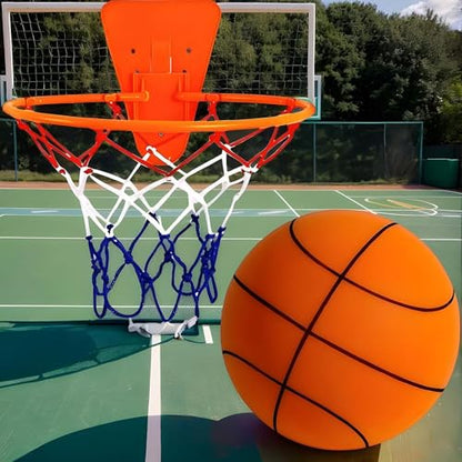 Silent Basketball Hoop and Ball, 18cm Wall Mounted Basketball Hoop Indoor, Noiseless Foam Elastic Sponge Ball WithHoop, SilentBall Professional Indoor BasketballFrame - color: Orange
