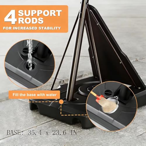 Basketball Hoop Outdoor 44 Inch Shatterproof PC Backboard, 18" Rim, Portable Basketball Goal with Crank Adjustment & Wheels, for Teens & Adults to Enjoy Comfortable Indoor & Outdoor Basketball
