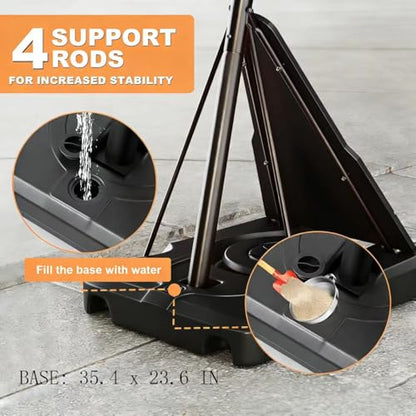 Basketball Hoop Outdoor 44 Inch Shatterproof PC Backboard, 18" Rim, Portable Basketball Goal with Crank Adjustment & Wheels, for Teens & Adults to Enjoy Comfortable Indoor & Outdoor Basketball