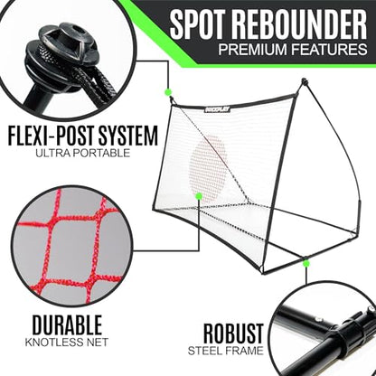 QUICKPLAY Spot Target Soccer Rebounder | Weather-Resistant Rebound Net with Carry Bag | Great for Passing, Receiving, and Trapping Practice | Ideal for Team or Solo Training - style: 8x5ft