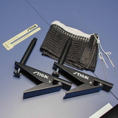 STIGA Premium Clipper Regulation Table Tennis Net and Post Sets - Easy Set Up and Spring Activated Clip ping Pong net Set