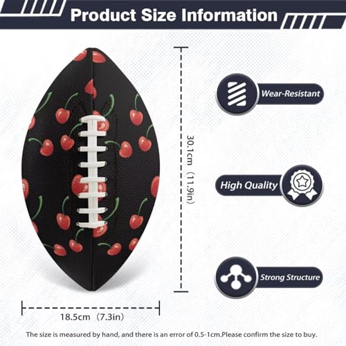 SYtrade Recreational Football Game Footballs PU Composite Leather Footballs for Training Indoor Outdoor - color: Red Cherry Black