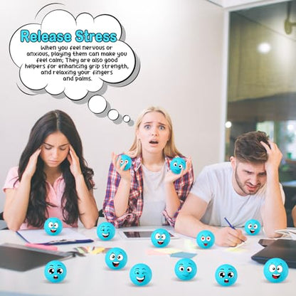 Shappy 24 Pcs Mini Volleyball Stress Balls 1.57 Foam Sports Balls with Emotion for Kids Volleyball Team Gifts with Mesh Drawstring Bag for Volleyball Party Birthday School Reward,6 Style(Blue) - color: Blue