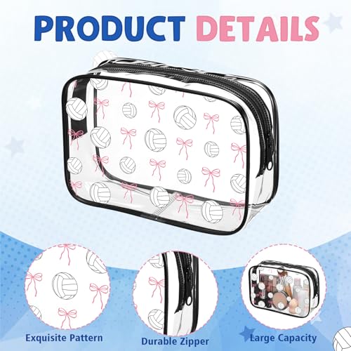24 Pcs Volleyball Clear Makeup Bag for Team Gift Party Favor Volleyball Goodie Bags with Zipper for Woman Team Gifts Sport Birthday Decorations Supplies - style: Volleyball
