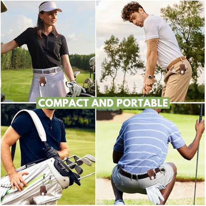 Golf Ball Bag Pouch with Golf Tee Holder Leather Golf Ball Pouch with Belt Clip Golf Ball Bag for Men and Women Storage Gift