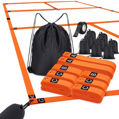TOBWOLF Pickleball Court Marking Kit, Temporary Pickleball Court Lines Markers with 8PCS Sandbags, No Measurement Required Official Size Pickleball Lines Portable Marking Set for Outdoor Indoor Gym