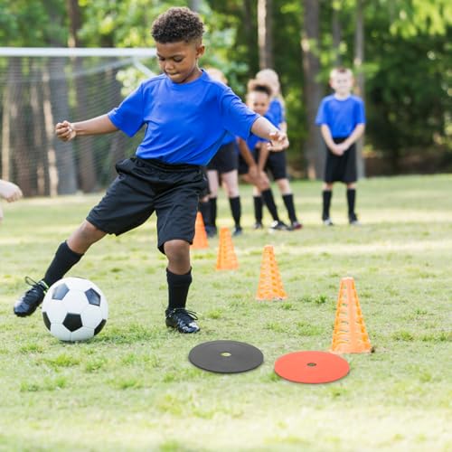 FUOYLOO 5pcs Soccer Marker Plates Football Training Sign Discs Multi-Color Flat Plastic Agility Markers Non-Slip for Soccer Field Drills and Exercise Training