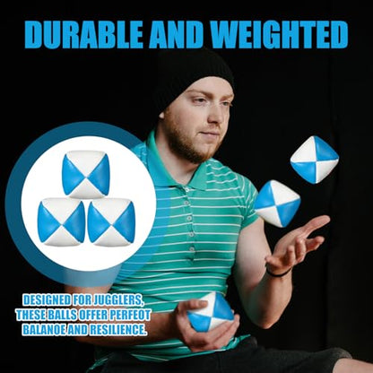 Patelai 6 Packs Juggling Balls Set for Beginners, Quality Mini Durable Juggle Ball Kit, Soft and Easy for Beginners Juggle (White Blue) - color: White Blue