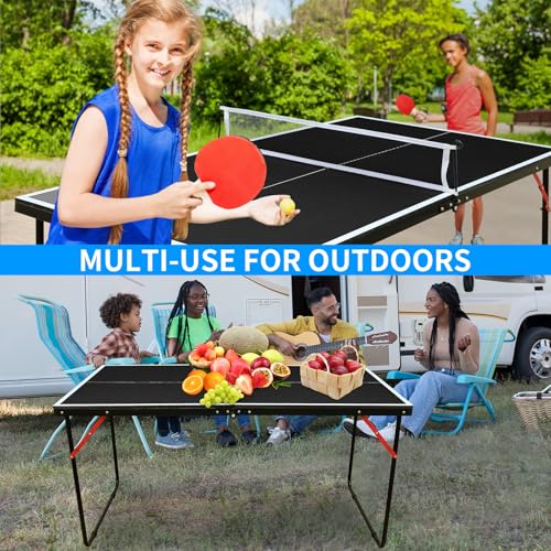 4/6/8/9 ft Professional Table Tennis Table Ping-Pong Tables Set Foldable & Portable Tables with Removable Net 2 Table Tennis Paddles and 3 Balls Easy Assembly