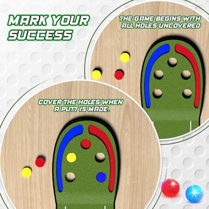 TERRAMUS Upgraded Golf Putting Mat for Kids, 7.8 Ft Putting Green with LED Light up Holes, Glowing Balls, 2 Clubs, Toy Golf Game Set, Golfing Mats Indoor Outdoor, Sport Golf Gift for Kids Teens Family
