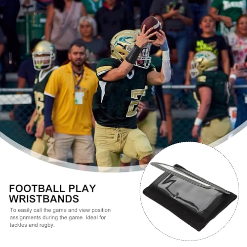 Toddmomy Football Tactical Wristband for Quarterback Play, Medium Black Sweatband with Arm Card Holder, Training Wristband for Youth Football and Baseball Coaching Accessories