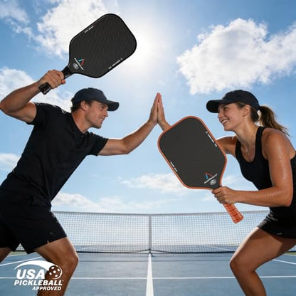 Pickleball Paddle,Pickleball Paddles-3K Raw Carbon Fiber Pickle Ball Paddle Surface with Great Grit & Spin,T700 Pickleball Racket with Excellent Power,Control and Balance,USAPA Approved - color: Brown