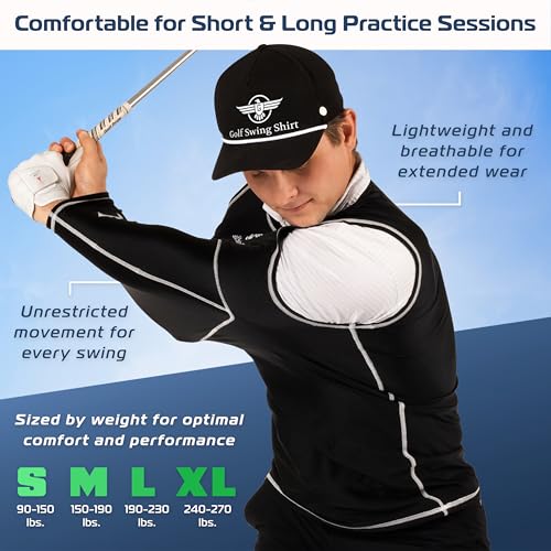 GOLF SWING SHIRT Trainer – Slip-On Training Aid for Swing Correction, Real-Time Feedback, Unisex, Black