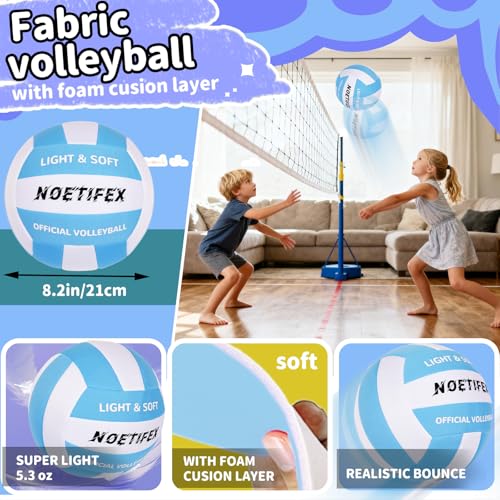 Soft Volleyball-Super Soft Fabric Light Volleyball for Indoor Practice Safe and Quiet Kids Youth Beginners House Yard Training Practice Games(Deflated)