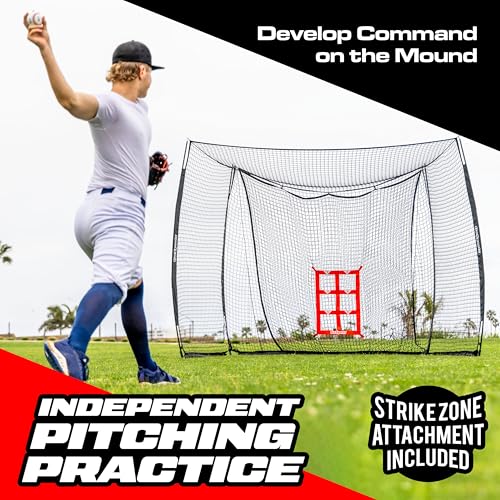 GoSports Baseball & Softball Portable Backstop Practice Net - 10 x 8 ft Hitting & Pitching Net for Backyard