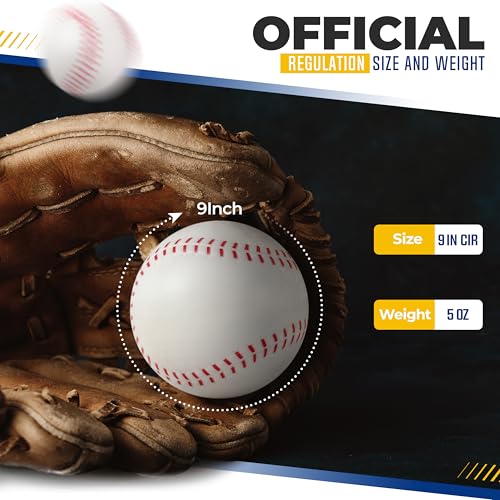 Pitching Machine Foam Baseballs – 12 Pack Baseballs with Real Game Feel – High Density Foam Balls for Batting Practice – No Sting Hitting Practice Equipment – Sports Equipment – 12 Balls