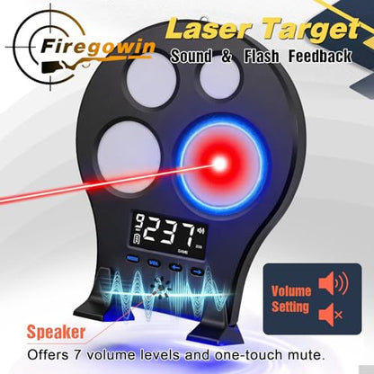 Laser Training Target - Indoor Dry Fire Shooting Target with 4-Zone Scoring Display, 3 Training Modes (Normal/Timer/Game), History Memory & Carry Case - for IIIA Laser Training Cartridges