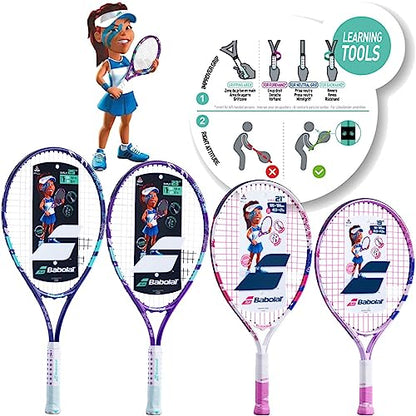 Babolat B'Fly Tennis Racquet Bundled with 3 Overgrips and 3 Pink Tennis Balls - color: Pink Overgrip, size: 21" Racquet