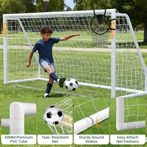 NAIZEA Soccer Goal - 12x6/10x6/8x6/6x4FT Soccer Goals for Backyard, Portable & Weatherproof HPVC Soccers Goal w/Soccer Net Durable Post for Adults & Youth Outdoor's Practice Training - size: 12x6 FT, style: Foldable