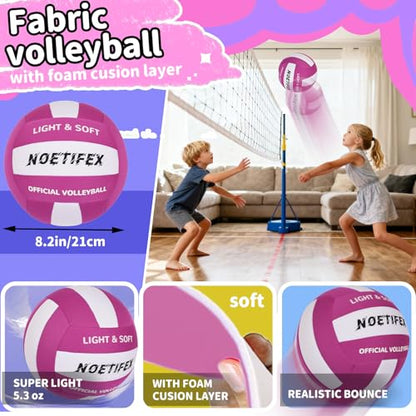 Soft Volleyball-Super Soft Fabric Light Volleyball for Indoor Practice Safe and Quiet Kids Youth Beginners House Yard Training Practice Games(Deflated) - color: Purple,white