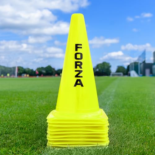 FORZA Large Training Cones - Pack of 10 with 3 Size Options for Optimal Training Sessions - color: Yellow, size: 12 Inch, style: Pack of 10