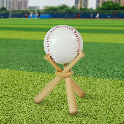 Baseball holder Wooden baseball display holder Ball display bat Wooden holder show center piece table for baseball enthusiasts.(3 Pack)