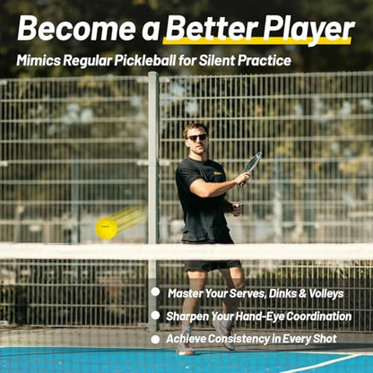 Silent Pickleball Balls - Quiet Practice for Indoor & Outdoor | Pro Foam, 40 Holes | Real Feel Like Traditional Pickleballs | USAPA Standard Bounce | 4-Pack + Bonus Mesh Bag - color: Yellow
