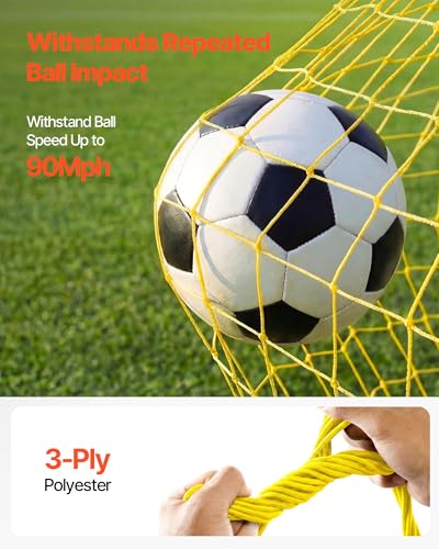 VEVOR Upgrated Soccer Rebounder Net, 2-in-1 Soccer Goal Rebounder, Thickened Fiberglass Poles Iron Pipe for Team Solo Control, Passing Practice, Easy Setup Ball Training Equipment for Teens & Adults