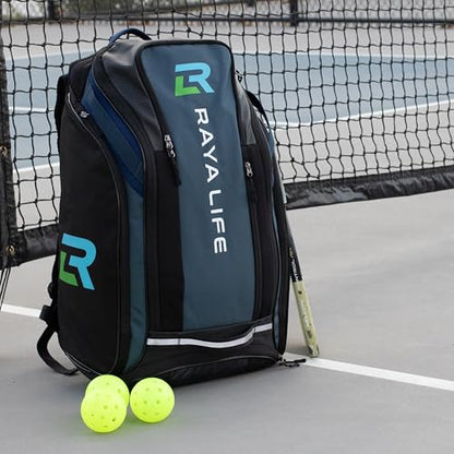 Pickleball Bag - Water Proof Pickleball Backpack, Ample storage for Paddles and Gear, Fence Hook, Shoe Compartment - color: Navy/Black