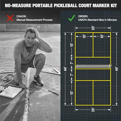 Magnetic Portable Pickle Court Marking Kit, Temporary Pickleball Court Lines, Pickleball Court Lines System in Standard Court Dimensions, No Measuring Needed, Net Not Included - color: Yellow Pickleball Court Lines