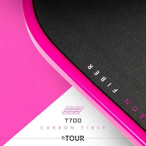 Franklin Sports Pro Pickleball Paddle Set - FS Tour Series Carbon Fiber Paddle, Cover + Eraser - 14mm + 16mm - color: Pink, size: Tempo - 14mm