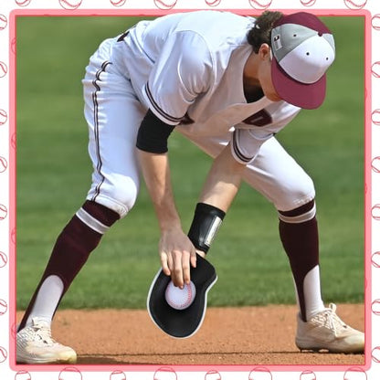 RoundFunny 6/12 Set Baseball Pancake Glove for Training, Baseball Softball Fielding Gloves with 9 Inch Foam Practice Balls, Quick Hands Batting Infield Training Practice Two Hands Youth Adult