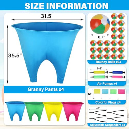 yofit 24Pcs Granny Pants Yard Game Funny Field Day Outdoor Games for Adults Kids and Family Gaint Pant Set for Brithday Party Tossing Games Activities for Groups