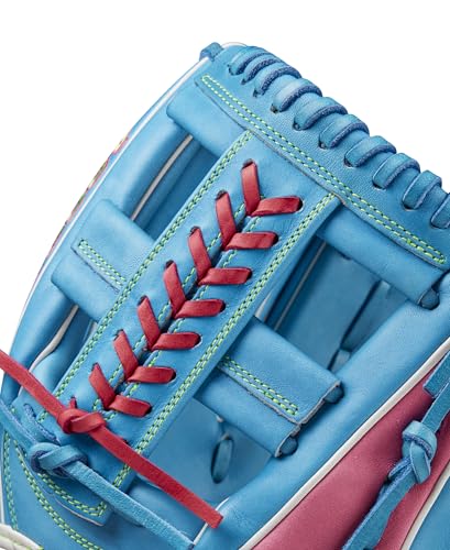 Wilson Fall 2024 A2000® Baseball Gloves - color: Sky Blue/Flamingo, size: Infield - 11.75"