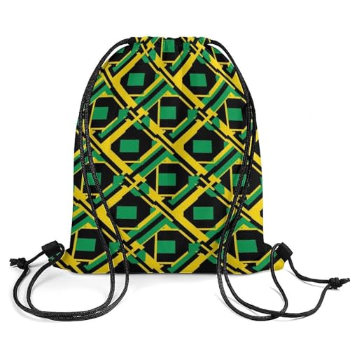 Swimming Drawstring Sack Waterproof Gym Backpack for Beach Sports Yoga Gear, Lightweight Unisex, Jamaica Flag Bags - color: Picture (367)