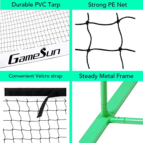 Complete Pickleball net Set for Outdoor, Indoor, Backyard use, Includes Metal Frame, 22 Feet PE net, Paddles, Balls,Carry Bag - color: Green