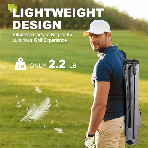 uniHimal Golf Lightweight Stand Carry Bag– Easy to Carry and Durable Pitch n Putt Golf Bag for The Driving Range, Par 3 and Executive Courses–31.5 inches Tall - color: Grey