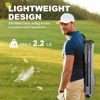 uniHimal Golf Lightweight Stand Carry Bag– Easy to Carry and Durable Pitch n Putt Golf Bag for The Driving Range, Par 3 and Executive Courses–31.5 inches Tall - color: Grey